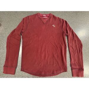 Vintage Abercrombie‎ And Fitch Mens Maroon Waffle Knit Long Sleeve Large Y2K